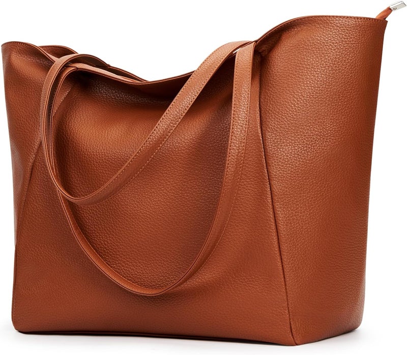 KALIDI Large Tote Bag Vegan Leather Casual Zipper Work Bag Weekender Hobo for Women 23L Oversize Shoulder Travel Purse - Image 1